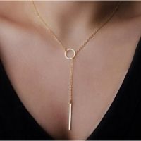 Leisure Simple rectangular strip Geometry circle necklace