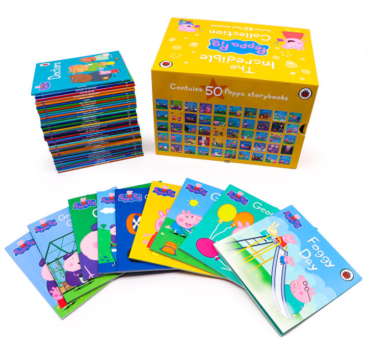 peppa-pig-original-english-childrens-book-peppa-pig-picture-book-story-complete-50-volumes-2-suits-imported-original-paperback-2-6-year-old-baby-early-education-puzzle-picture-book