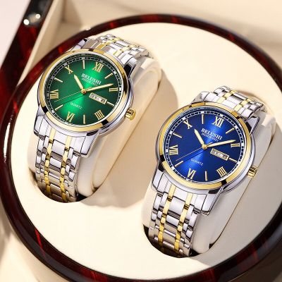 Mens Watch Gradient Large Dial Quartz Watch Stainless Steel Strap Waterproof Luminous Business Watch