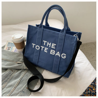THE TOTE BAG กระเป๋าถือผ้าแคนวาส กระเป๋าตั้งเป็นทรง พร้อมสายสะพายยาว สินค้าพร้อมส่งค่ะ