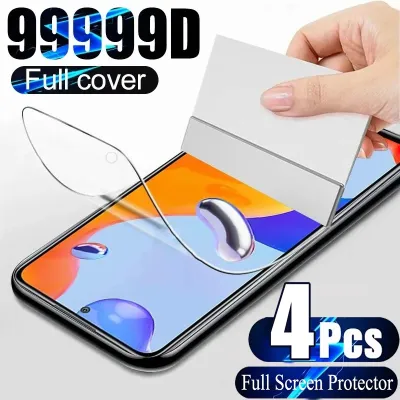 4PCS Full Cover Hydrogel Film For Redmi Note 10 9 8 Pro 9A 9T Film For Xiaomi Redmi Note 10 11 Pro 9S 11S 11T Screen Protector