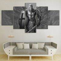 Lizhanmin Knight Templar Warrior Canvas Wall Art พิมพ์ภาพตกแต่งบ้าน5แผง-เหมาะสำหรับตกแต่งห้องภาพวาดภาพโปสเตอร์