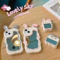 เคสโทรศัพท์มือถือซิลิโคน รูปหูกระต่ายน่ารัก พร้อมกระจก สําหรับ IPhone 6 6s 7 8 Plus 11 12 13 14 Promax IPhone X XS XR XSmax