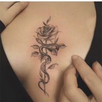 【YF】 Waterproof Temporary Tattoo Sticker Rose Snake Design Body Art Fake Flash Chest Female Male