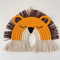 INS Nordic Lion Deer Macrame Wall Hanging For Kids Room Decor Woven Lion Tapestry Cactus Hanging Pendant Decoration