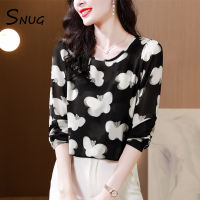 SNUG 2023เสื้อเชิ๊ตผ้าชีฟองลำลองไฮเอนด์ใหม่เสื้อเข้ารูปพิมพ์ลายแขนยาวเข้าได้กับทุกชุดฤดูใบไม้ผลิและฤดูใบไม้ร่วง