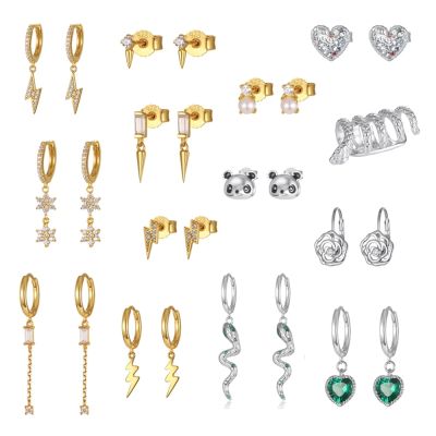 [COD] KAMERAON 925 Sterling Earrings for Stud Hoop Set Snake Designer Jewelry