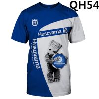 ✈☃ Husqvarna 2021 เสื้อยืดแขนสั้นคอกลมพิมพ์ลาย 3D แฟชั่นผู้ชาย