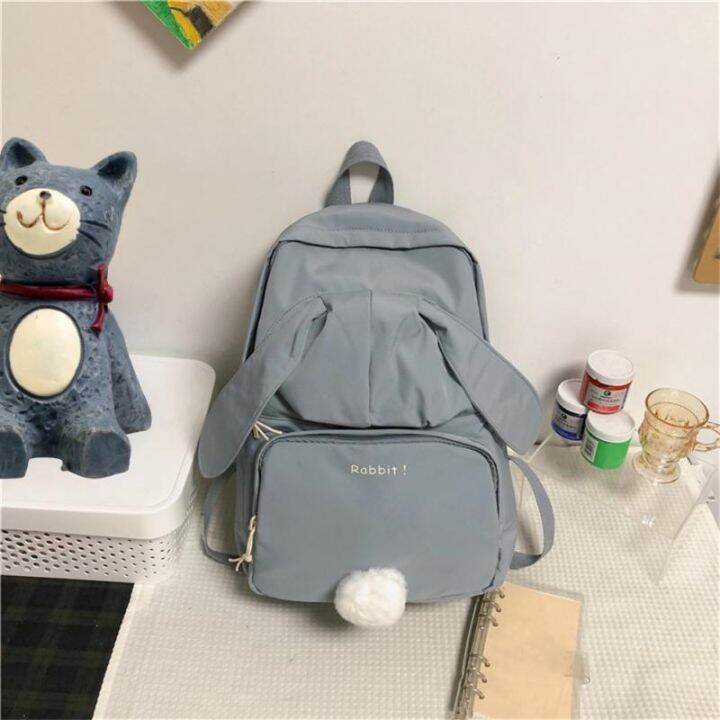 rabbit-ears-girl-backpack-large-capacity-lightweight-waterproof-travel-backpack-business-computer-bag-leisure-simple-schoolbag