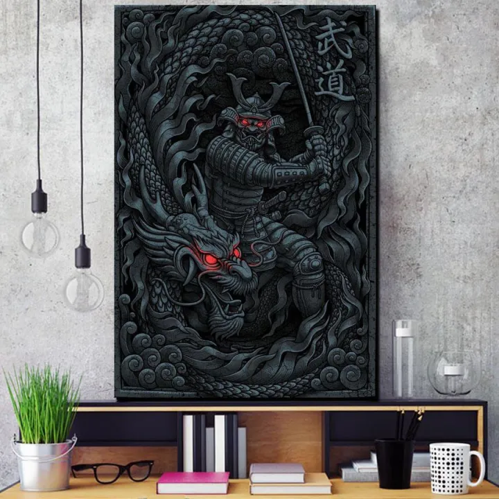 Japan Samurai And Dragon Picture Bushido Art Canvas Painting Home Decor Room Poster Gift 43x58cm No Frame Lazada Ph - Samurai Home Decor Japan Samurai And Dragon Picture Bushido Art Canvas Painting Home Decor Room Poster Gift 43x58cm No Frame Lazada Ph - Samurai Home Decor