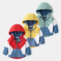 ZZOOI 2021 Spring Children Jackets for Boys Hooded Patchwork Kids Boy Outerwear Windbreaker Autumn Casual Children Coats Clothing 2-6Y