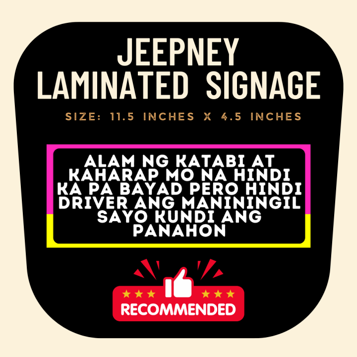 Jeepney Laminated Signage Qoutes Lazada PH