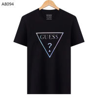 เสื้อยืดผ้าฝ้ายพรีเมี่ยมเสื้อยืด GUESS ของแท้สำหรับผู้ชายและผู้หญิงแขนสั้นพิมพ์ลายเสื้อฤดูร้อน2023เทรนด์ใหม่ระบายอากาศได้