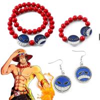 Classics Anime Cosplay One Piece Portgas D Ace Beads Necklace Cosplay Charm Bracelet Jewelry Accessories Fans Collection Gift