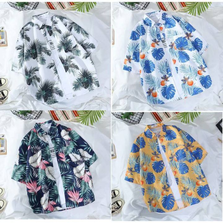 พร้อมส่ง-เสื้อฮาวาย-เสื้อแฟชั่นเเขนสั้น-สไตล์เกาหลี-ใส่สบาย-เล่นสงกรานต์-เที่ยวทะเล-พร้อมส่ง-ha