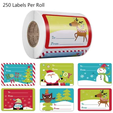 250pcs/Roll 6 Designs Adhesive Christmas Gift Name Tags Xmas Stickers  Present Sealing Labels Christmas Decals