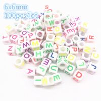 100pcslot Handmade Mixed Round Square Colorful Alphabet Letter Acrylic Beads For celet Necklace Jewelry Making Accessories