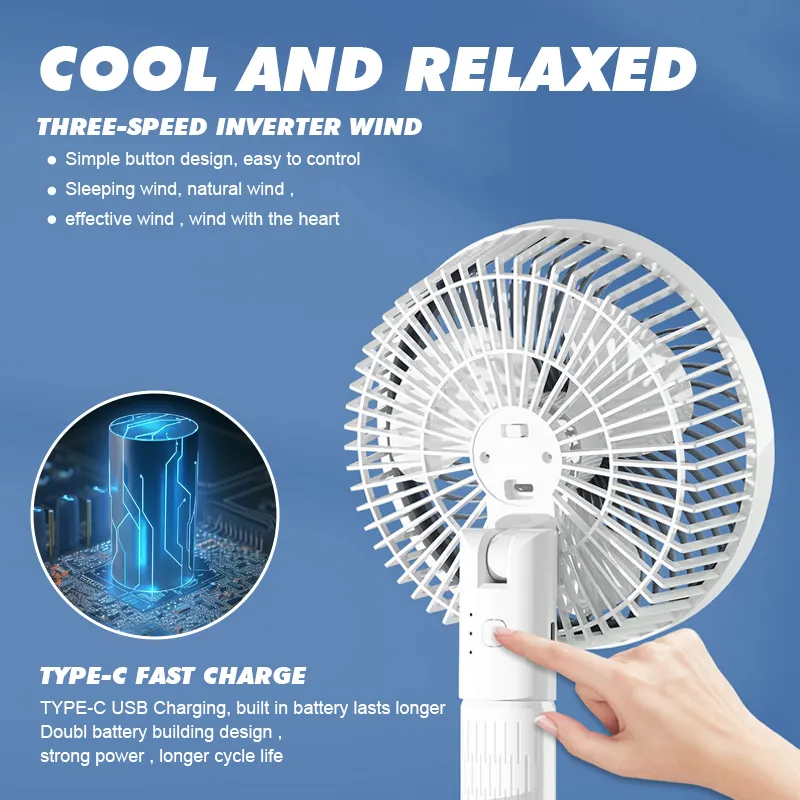 Dropship Clip On Fan With LED Lamp, Rechargeable Desk Fan, 4 Speed  360°Rotating Detachable