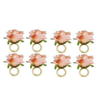 8Pcs Rose Flower Napkin Rings Crafts Vine Design Napkin Holder Rings Table Decorations for Wedding ValentineS