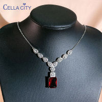 Cellacity silver 925 jewelry pendant necklace with ruby gemstones 5a zircon big stone fine jewelry wedding party wholesale gift