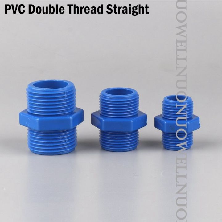 2pcs-1-2-3-4-1inch-pvc-pipe-double-thread-equal-straight-connector-garden-irrigation-watering-fish-tank-pipe-prevent-drip-joints