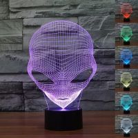 ❖ Mars Alien 3D Vision Night Light 7 Colors Gradient E.T. UFO USB LED Table Lamp