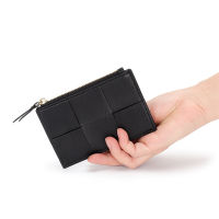 2022 Fashion Woven Genuine Leather Women Short Wallet Bifold Coin Purse Money Bags Female Chic Small Multi Card Holders