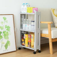 Shelf Kitchen Rack with wheels plastic new step asia ชั้นวางของข้างตู้ 3 ชั้น ขนาด 13.8x40x65 CM.