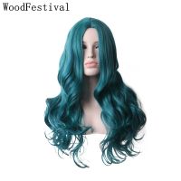 WoodFestival Synthetic Hair Wigs For Women Cosplay Wig Long Purple Blue Pink Red Green Brown Blonde Gray Black Rainbow Ombre Wig  Hair Extensions Pads