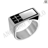 ANGELINO RUFOLO Ring ดีไซน์ Square แหวนผู้ชาย Stainless Steel 316L(สแตนเลสสตีล)คุณภาพเยี่ยม สีเงิน/ดำ