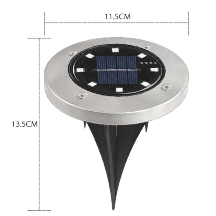 โคมไฟตกแต่งสวนสวนกลางแจ้งป้องกันน้ำไฟใต้พื้นดินทางเดินสนามพลังงานแสงอาทิตย์8led