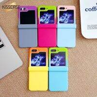 KISSCASE เคสโทรศัพท์มาการองไล่ระดับสีแบบคู่สำหรับ Samsung Galaxy Z Flip 5 4 3เคสเป็นมิตรกับผิวแบบบางหรูหรา Flip5 Flip4บานพับ Flip3กันแดดป้องกันปลอก