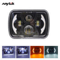 ANYTEK ไฟหน้าไฟหน้ารถมอเตอร์ไซค์แบบ Led รถยนต์7นิ้ว60W 6000lm 6000K สี่เหลี่ยมชิ้นส่วนโคมไฟสไตล์วินเทจสำหรับรถบรรทุกรถออฟโรด