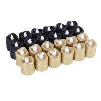 24 Packs Gold Flameless Votive Candles Black Glitter LED Tealights Battery Operated Tea Lights Warm Yellow Light Holder