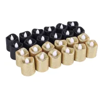 24 Packs Gold Flameless Votive Candles Black Glitter LED Tealights Battery Operated Tea Lights Warm Yellow Light Holder