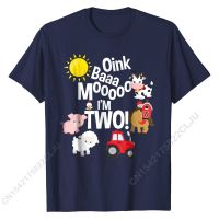 Farm Animals 2nd Birthday 2 Year Old Birthday Party T-Shirt Casual Top T-shirts T Shirt For Men Rife Cotton Classic T Shirts