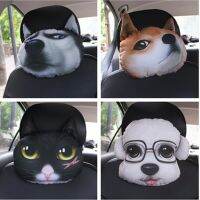 3D Cute Dog Cat Headrest Car Neck Pillow Automobile Head Cushion Universal Girl Car Accessories Tiddy Husky Monarch Pit Bull Seat Cushions