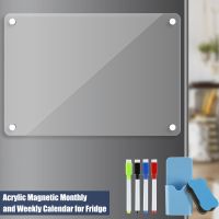 ∈∈❍ Acrylic Magnetic Calendar Set for Fridge Transparent Acrylic Fridge Dry Erase Calendar Board Reusable Non-Slip Planning