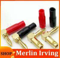 Merlin Irving Shop Gold Plated Copper 4mm L type Banana Plug Connector jack Adapter 90 degree Solder-Free Screw Audio Speaker