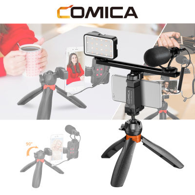 Comica VM10-K5 Smartphone Video Microphon Kit with LED Light,Cardioid Mic,Tripod,for Vlog Youtube Phones Voice Recording