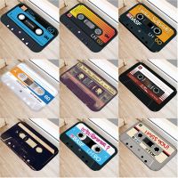 Cassette Tape Mats Anti Slip Floor Carpet Tape Pattern Print Doormat for Bathroom Kitchen Entrance Rugs Home Decoration Alfombra