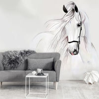 Custom Photo Mural Wallpaper For Bedroom Walls 3D Hand Painted White Horse Abstract Art Wall Painting Living Room Decoration ！