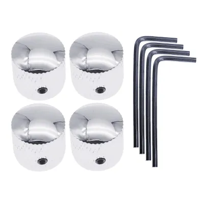 4pcs Easy Install Metal Musical Instrument Universal Non Slip Solid Electric Bass Guitar Volume Knob With Wrench Accessories Guitar Bass Accessories