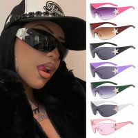 【lz】◇  Óculos de sol sem aro Y2K para homens e mulheres moda envoltório Punk óculos de sol Oversized Sports Goggles 1 peça