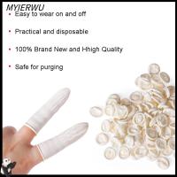 MYIERWU 100PCS กันลื่น ป้องกันปลายนิ้ว เครื่องมือทำเล็บ ปลอกนิ้ว ถุงมือยาง เตียงเด็ก ถุงมือป้องกัน