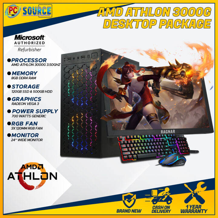 AMD Athlon 3000g PC Set Computer Athlon 3000g with Vega 3 Graphics, 8GB RAM DDR4, 120GB SSD