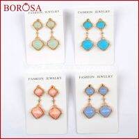 BOROSA ต่างหูหินไรน์สโตนเม็ดเดี่ยว5คู่สำหรับประดับอัญมณี WX937