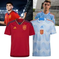 2022 2023 ล่าสุด เสื้อกีฬาแขนสั้นลายทีมชาติสเปน ทีมเยือน 22/23 World cup S-4XL