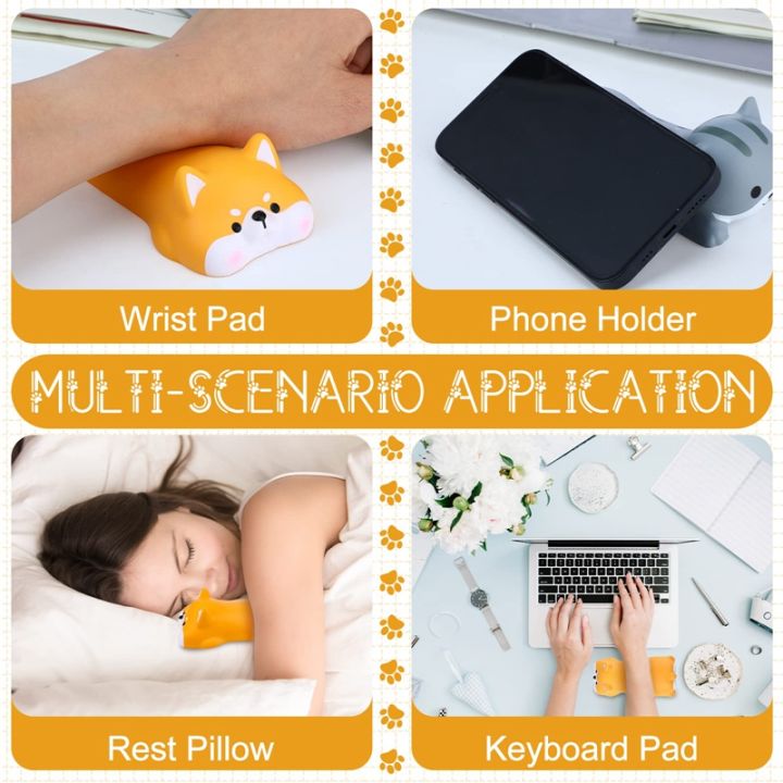 2-pcs-keyboard-wrist-rest-support-for-mouse-computer-arm-rest-cute-slow-rising-pu-mouse-pad-yellow-amp-gray-for-desk-ergonomic-office-supplie