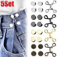 ☈□ 5Set Nail-free Metal Jeans Button Snaps Detachable Pants Clips Buttons Pins DIY Waist Tightener Clothing Buckles Sewing Tools